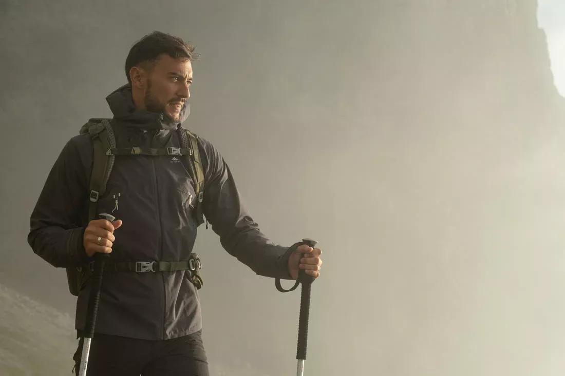 BLACK Men's Hiking Lightweight Waterproof Jacket MH500, , large image number 7
