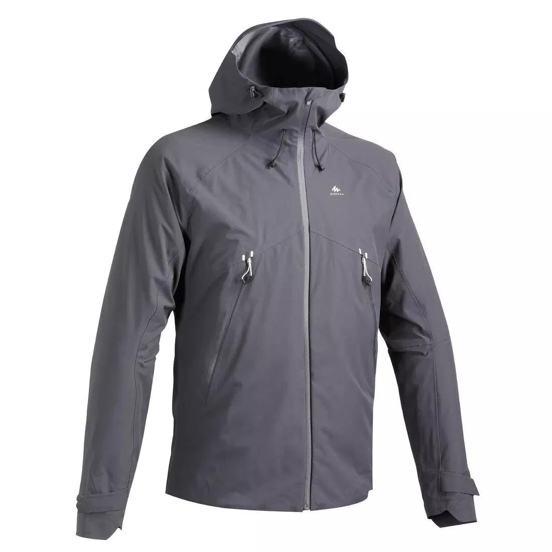 BLACK Men's Hiking Lightweight Waterproof Jacket MH500, , large image number 8