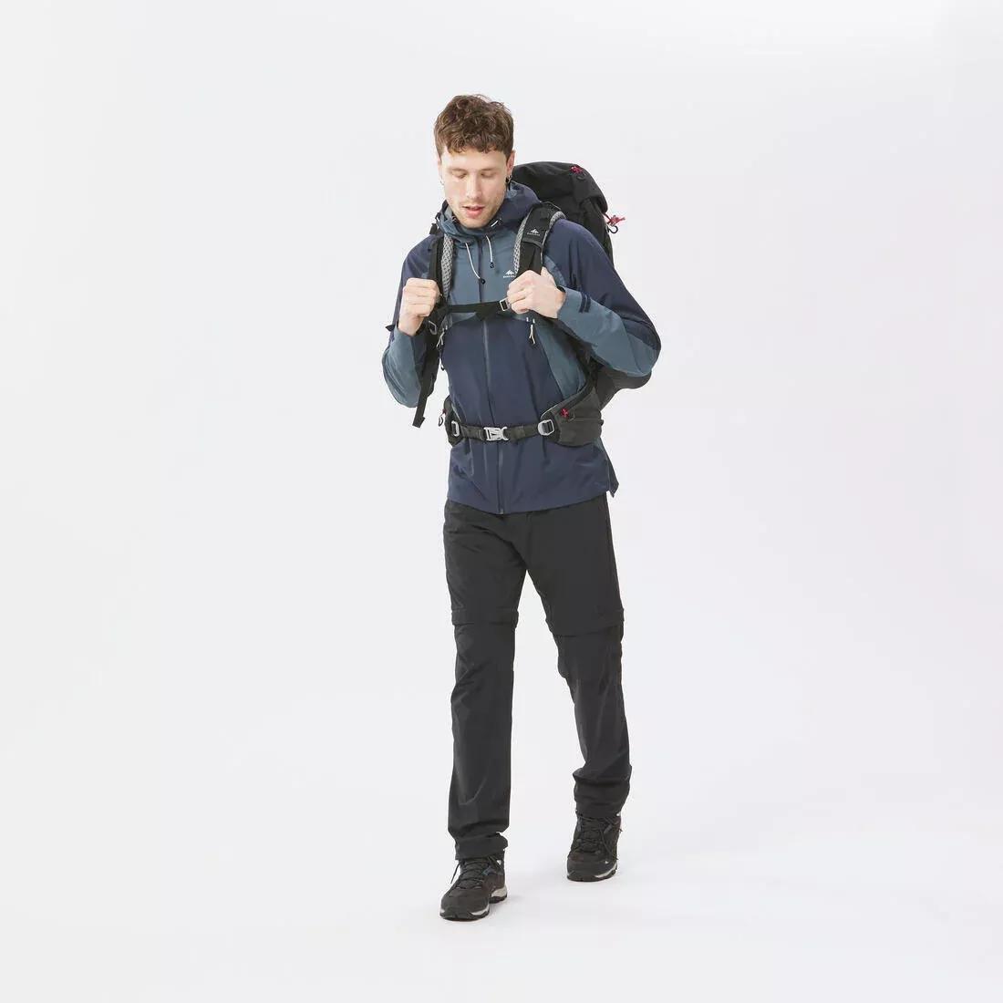 BLACK Men's Hiking Lightweight Waterproof Jacket MH500, , large image number 9