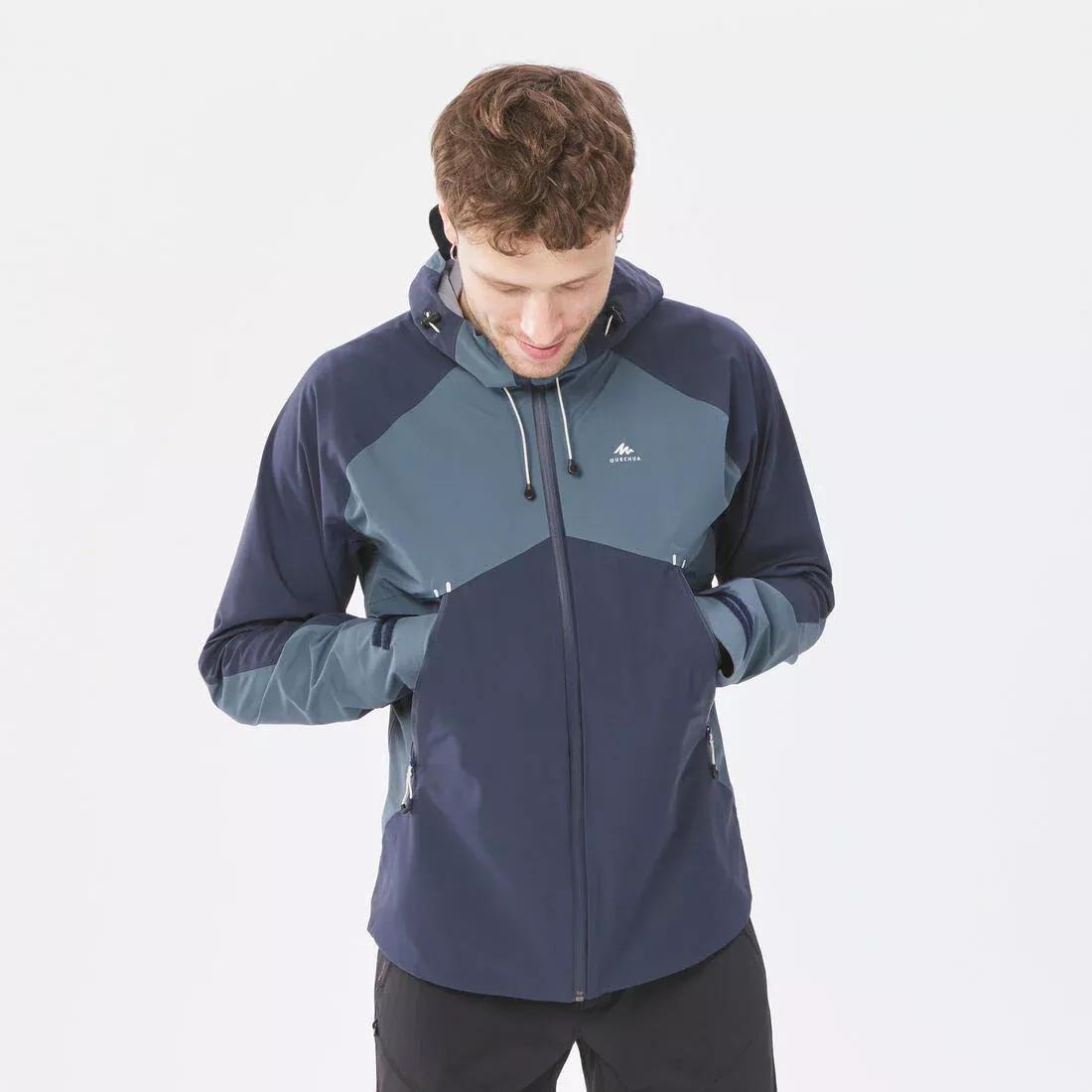BLACK Men's Hiking Lightweight Waterproof Jacket MH500, , large image number 11