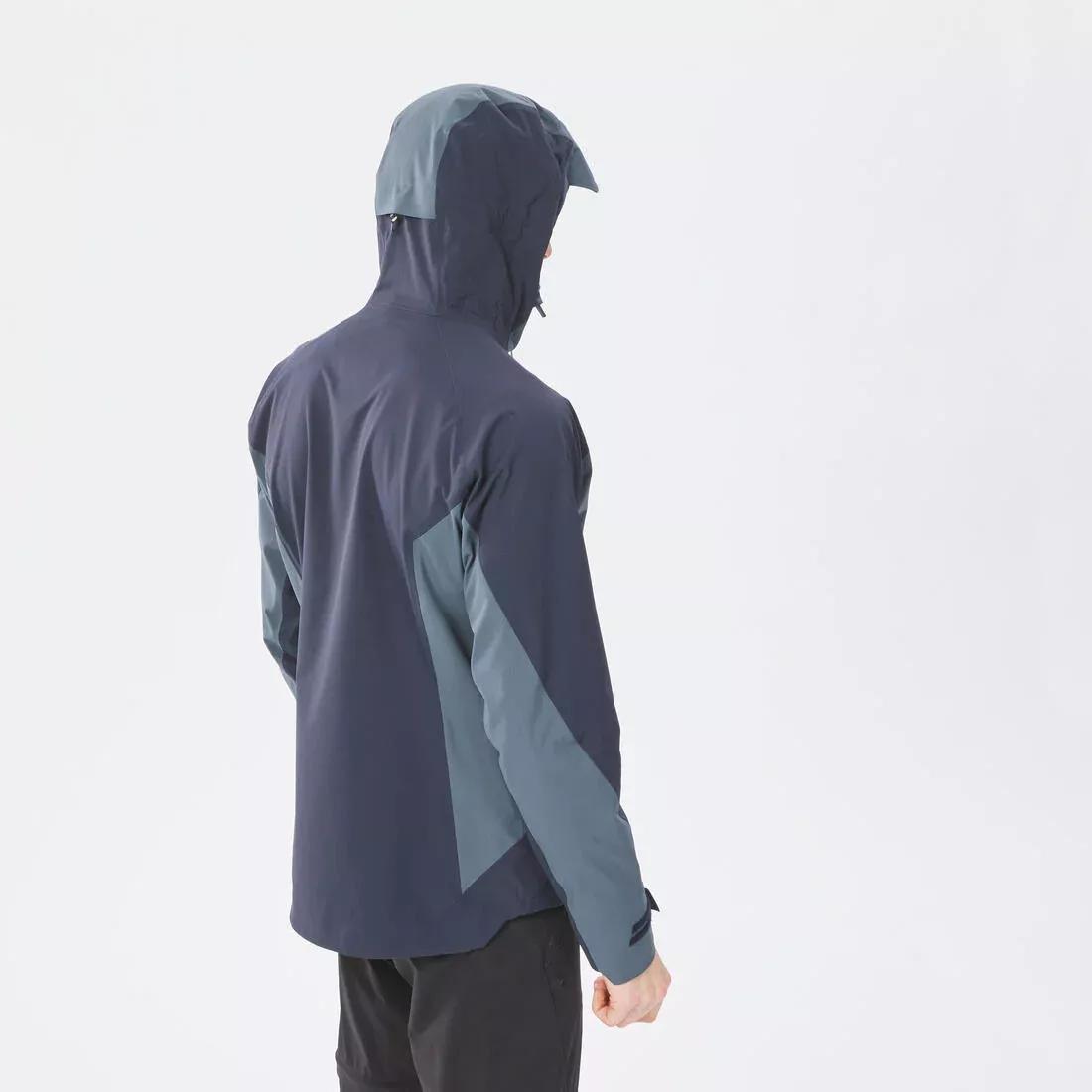 BLACK Men's Hiking Lightweight Waterproof Jacket MH500, , large image number 12