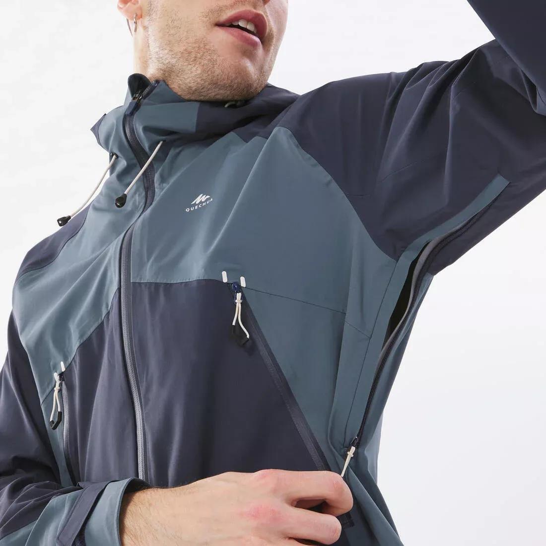 BLACK Men's Hiking Lightweight Waterproof Jacket MH500, , large image number 13
