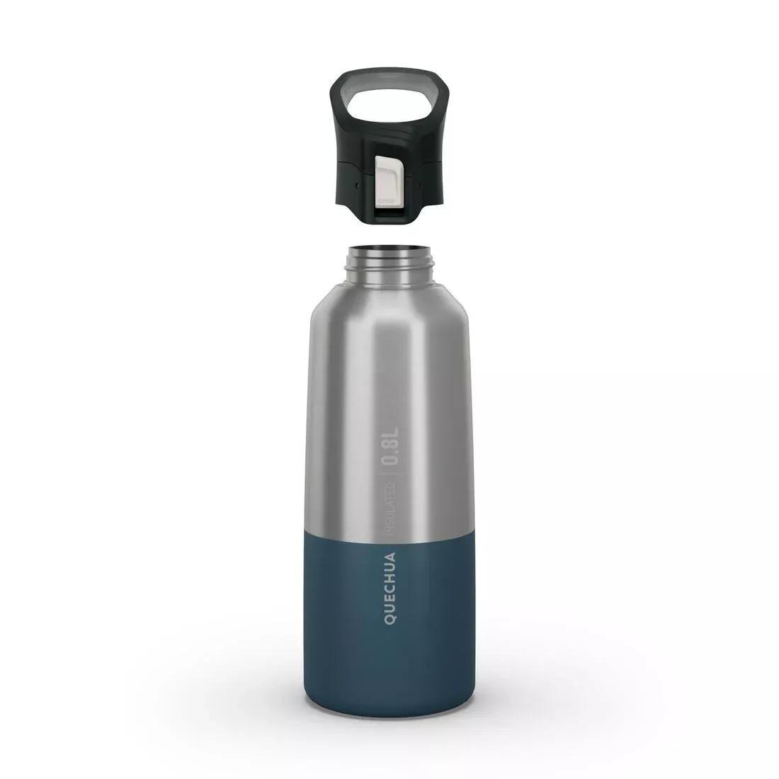 0.8 L Stainless Steel Isothermal Water Bottle With Quick-Release Cap For Hiking, Beige, , large image number 6