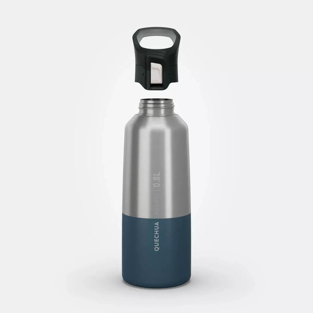 0.8 L Stainless Steel Isothermal Water Bottle With Quick-Release Cap For Hiking, Beige, , large image number 8