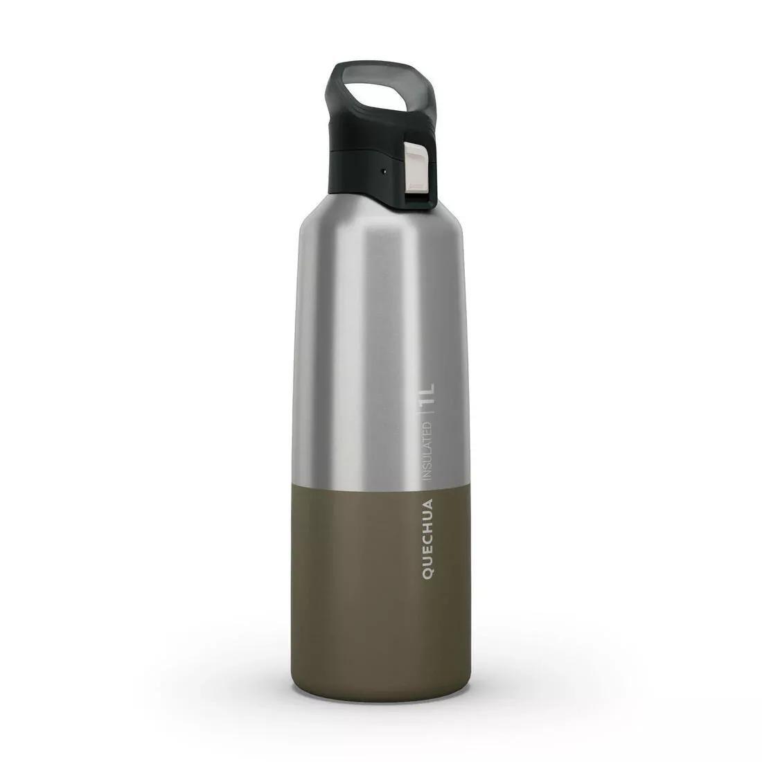 QUECHUA - Isothermal Stainless Steel Hiking Flask Mh500 1L, Green