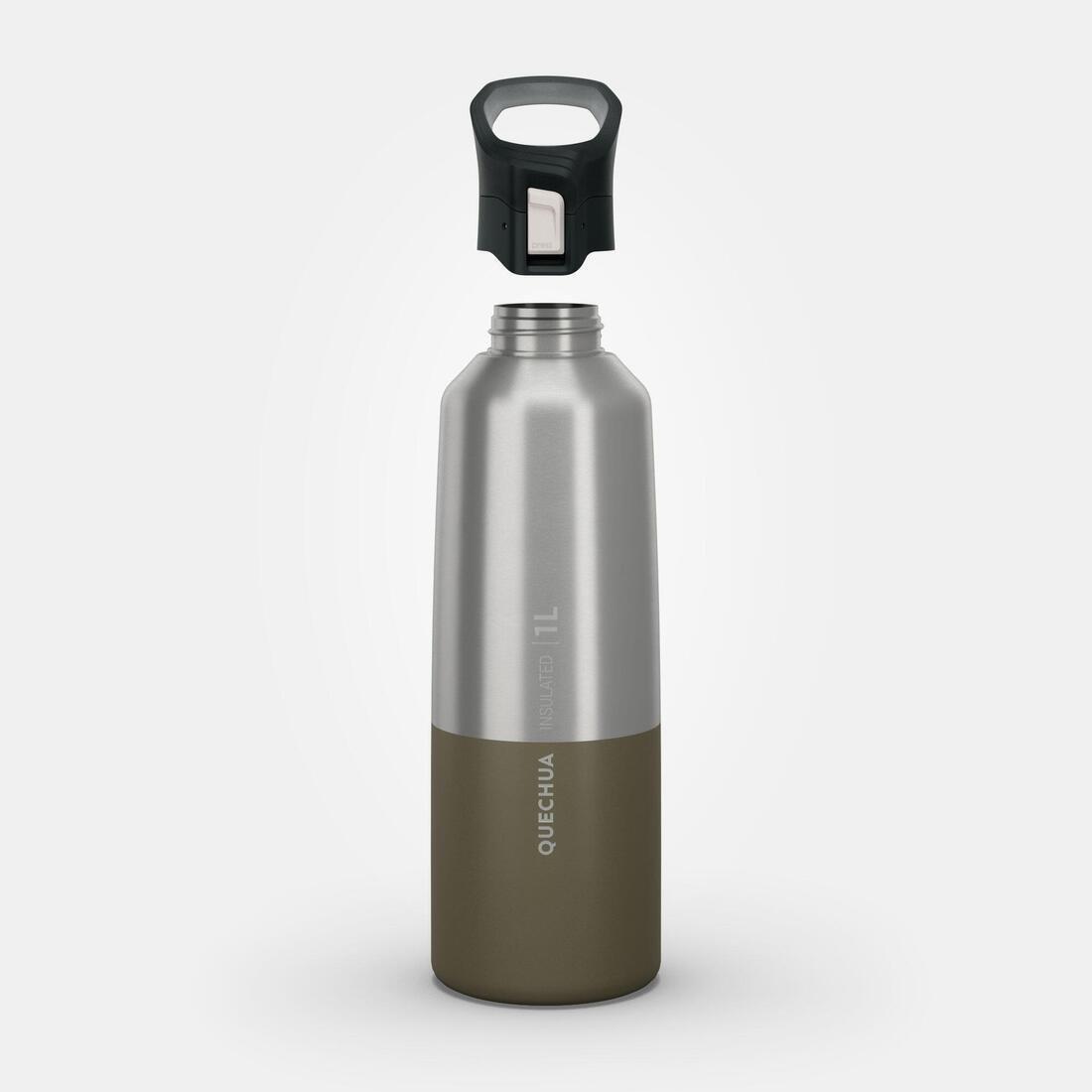 QUECHUA - Isothermal Stainless Steel Hiking Flask Mh500 1L, Green