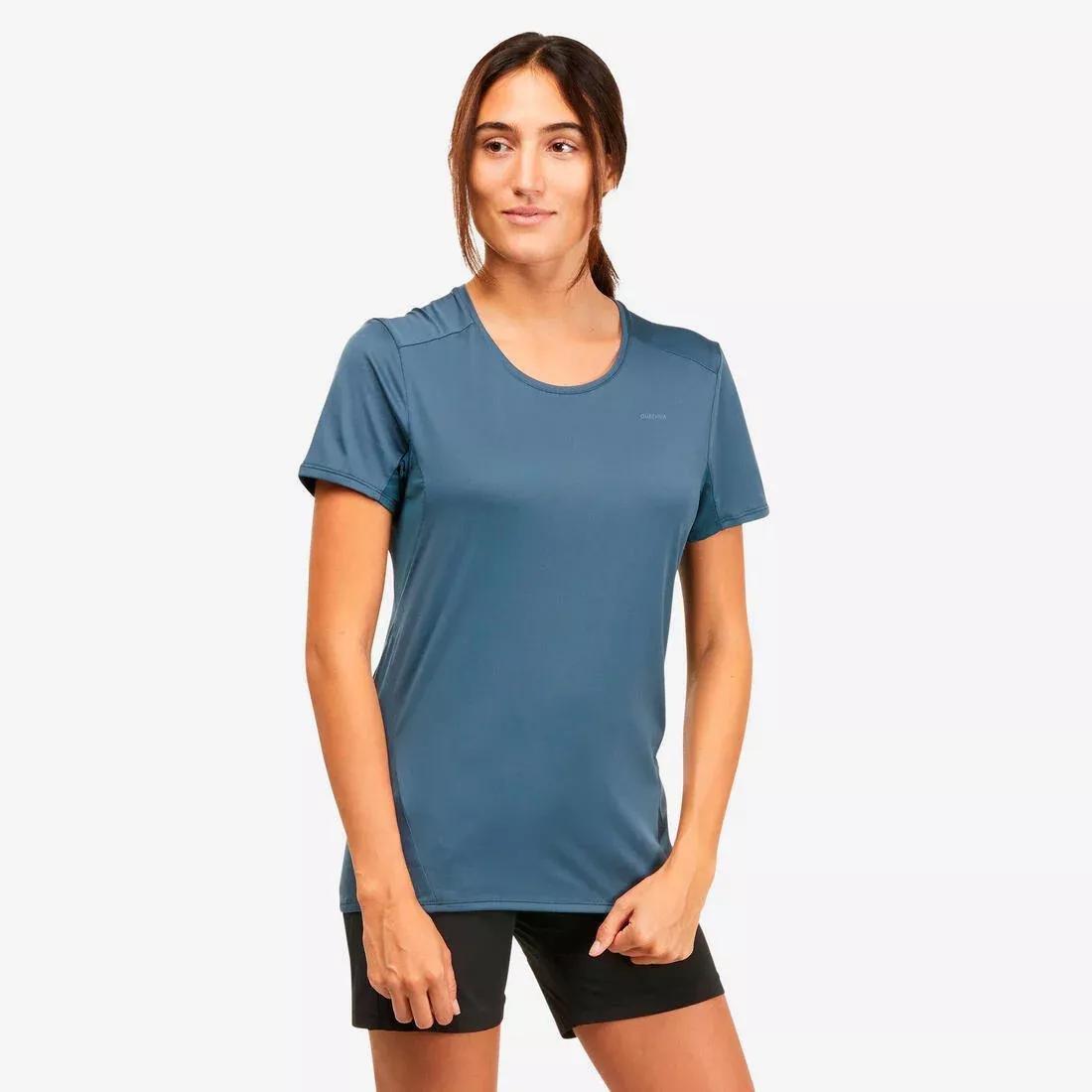 Women Mountain Walking Short-Sleeved T-Shirt - MH100, Grey, No Color, large image number 1