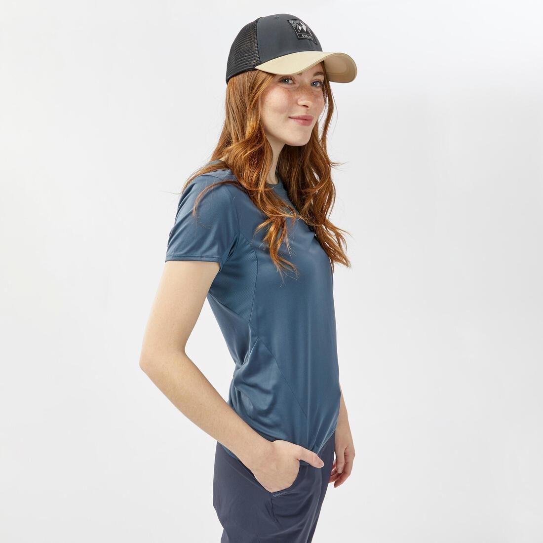 Women Mountain Walking Short-Sleeved T-Shirt - MH100, Grey, No Color, large image number 4