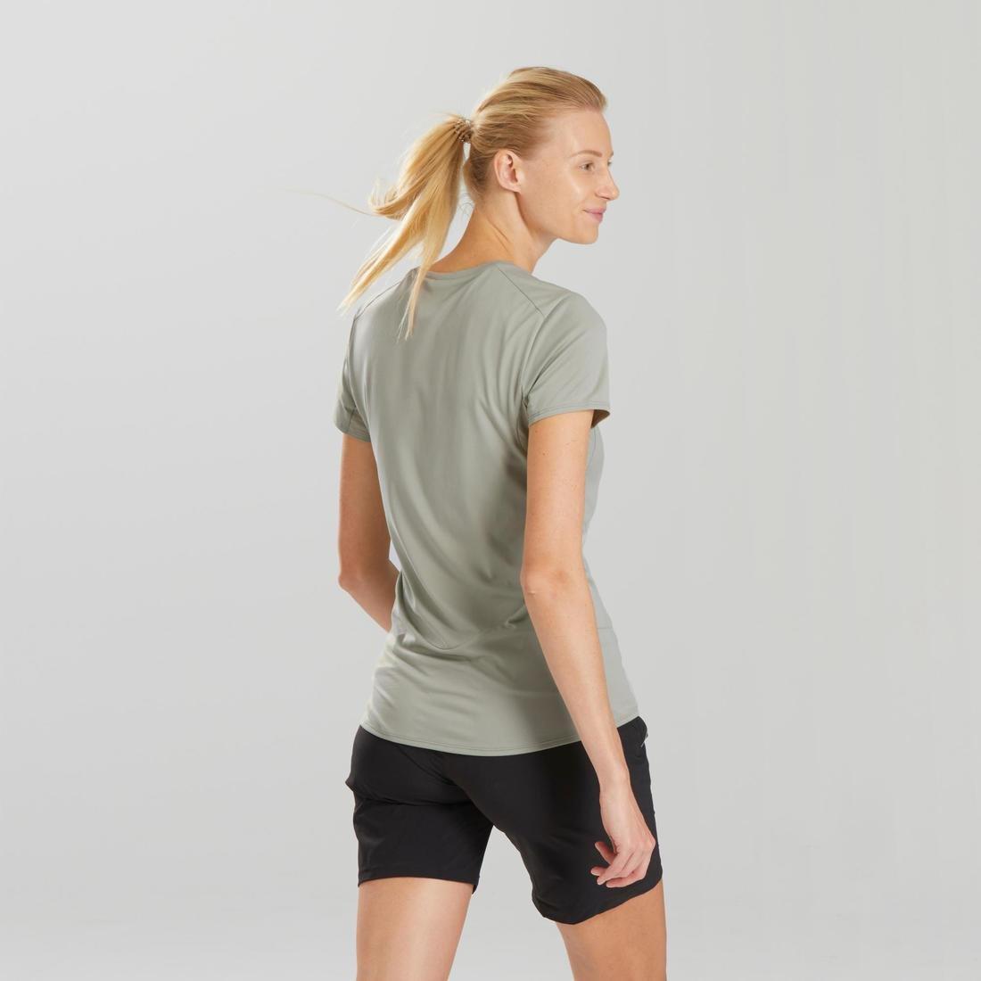 Women Mountain Walking Short-Sleeved T-Shirt - MH100, Grey, No Color, large image number 8