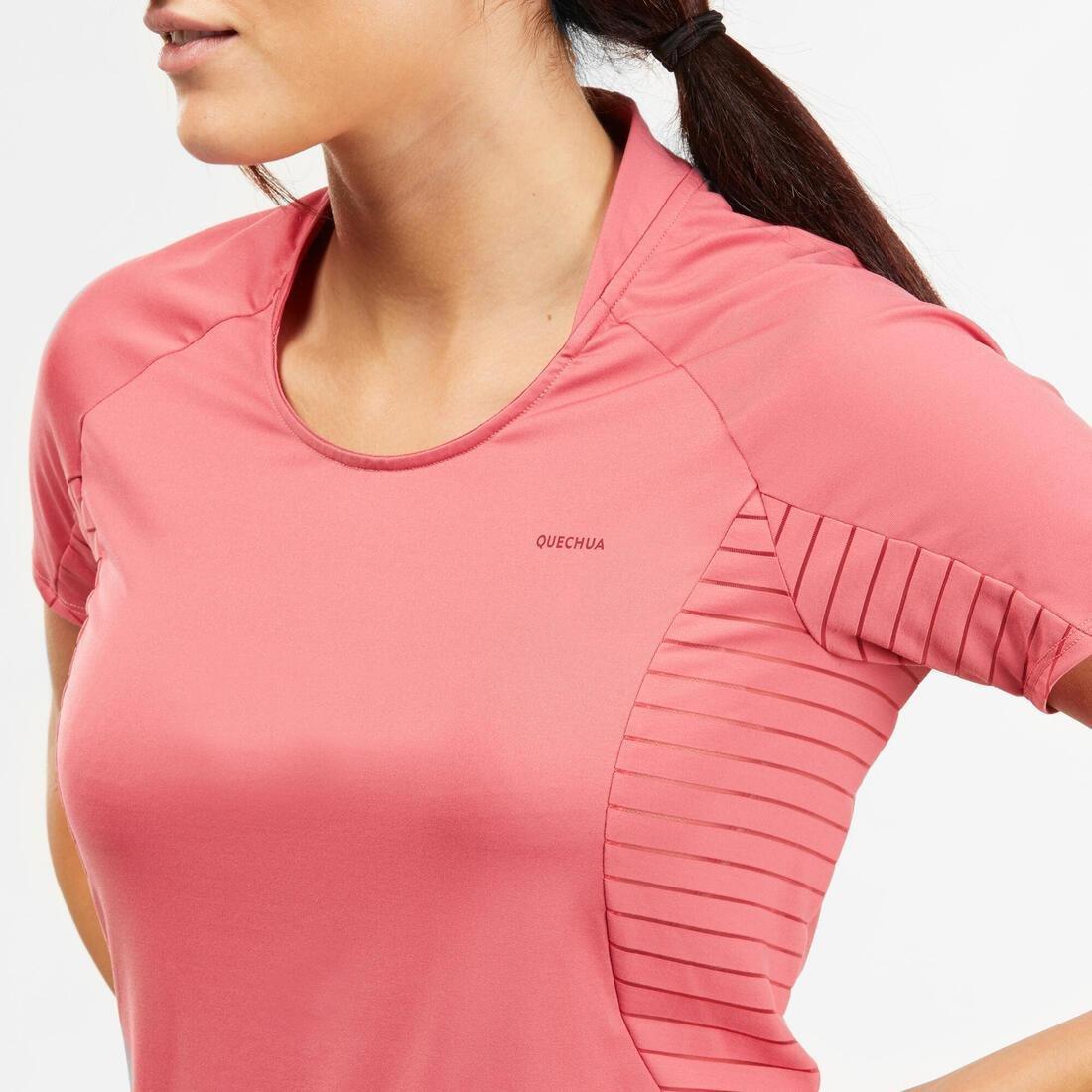 Women's Mountain Walking Short-Sleeved T-Shirt MH500, Old Pink, 5401_000, large image number 5