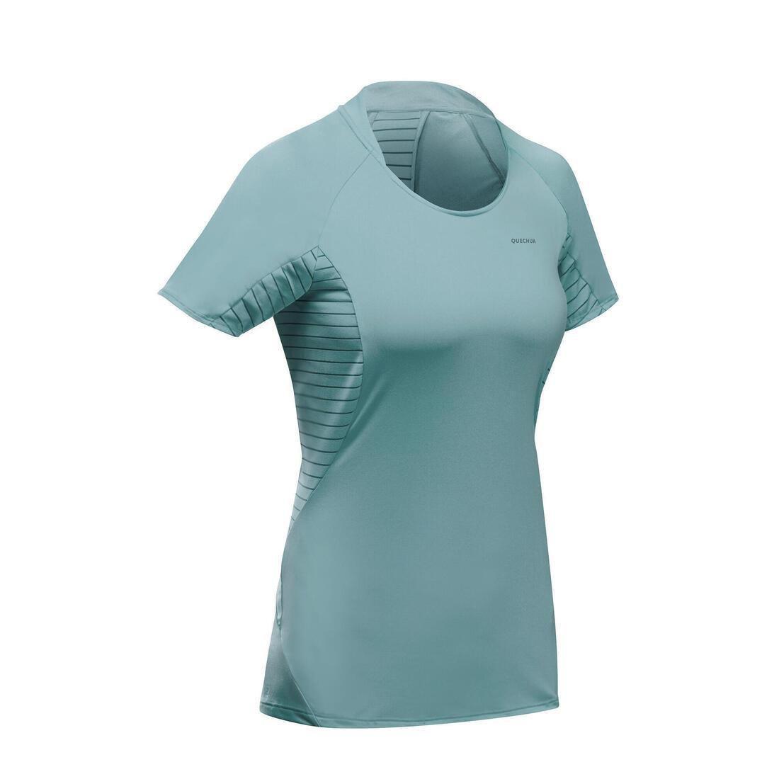 QUECHUA - Women's Mountain Walking Short-Sleeved T-Shirt MH500, Frozen Cedar