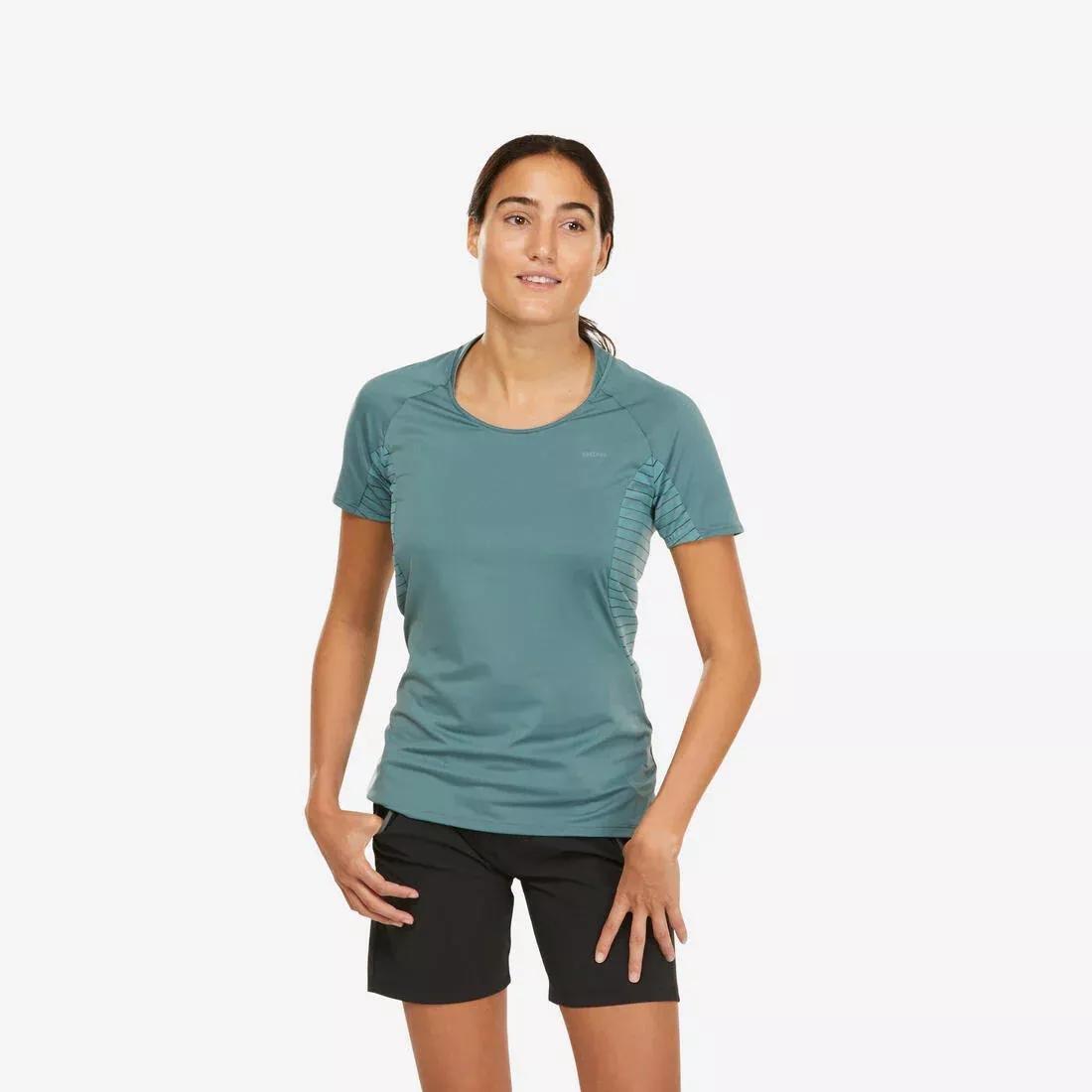 Women's Mountain Walking Short-Sleeved T-Shirt MH500, Frozen Cedar, No Color, large image number 1