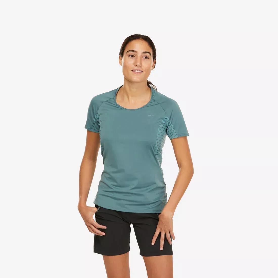 QUECHUA - Women's Mountain Walking Short-Sleeved T-Shirt MH500, Frozen Cedar