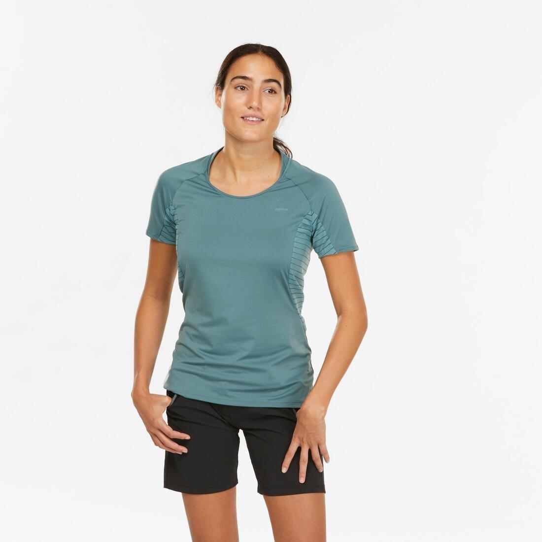 QUECHUA - Women's Mountain Walking Short-Sleeved T-Shirt MH500, Frozen Cedar