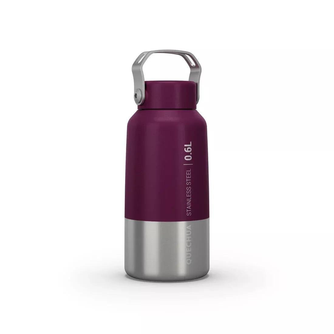 QUECHUA - Stainless Steel Hiking Flask With Screw Cap Mh100 0.6 L, Purple