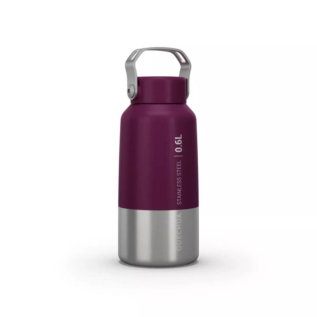 QUECHUA - Stainless Steel Hiking Flask With Screw Cap Mh100 0.6 L, Purple