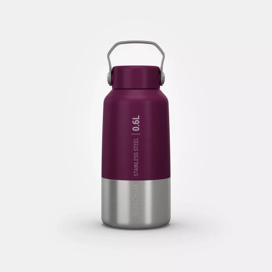 QUECHUA - Stainless Steel Hiking Flask With Screw Cap Mh100 0.6 L, Purple