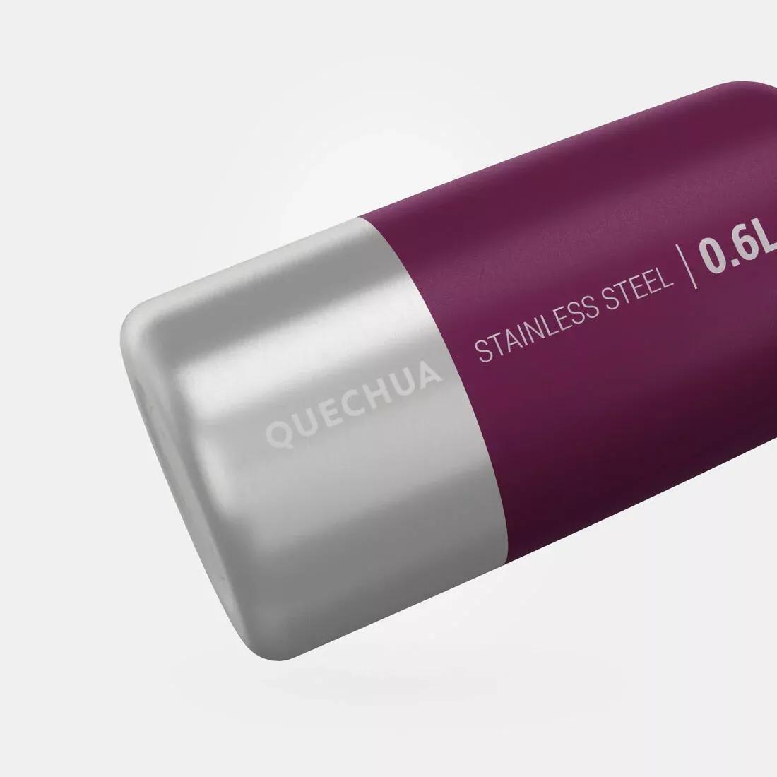 QUECHUA - Stainless Steel Hiking Flask With Screw Cap Mh100 0.6 L, Purple