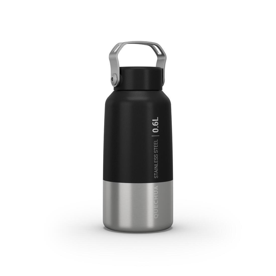 QUECHUA - Stainless Steel Hiking Flask with Screw Cap MH100, Grey