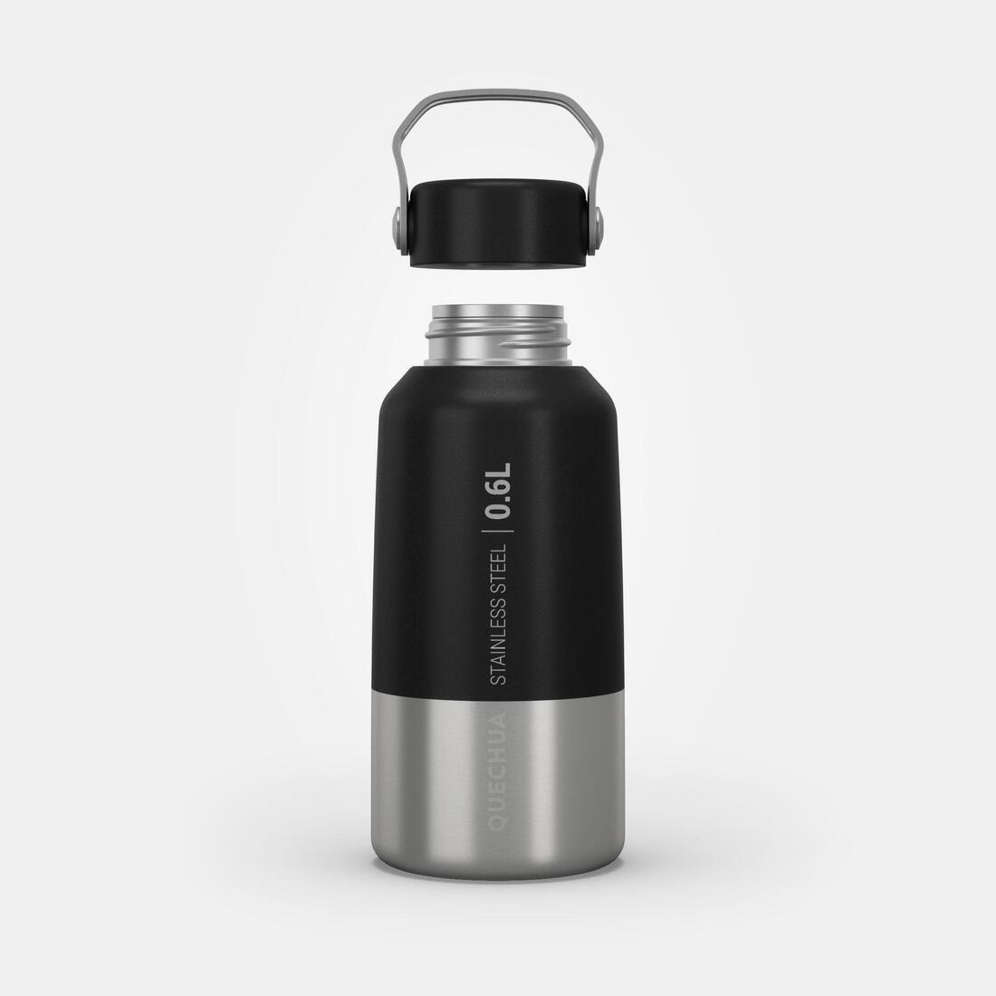 QUECHUA - Stainless Steel Hiking Flask with Screw Cap MH100, Grey