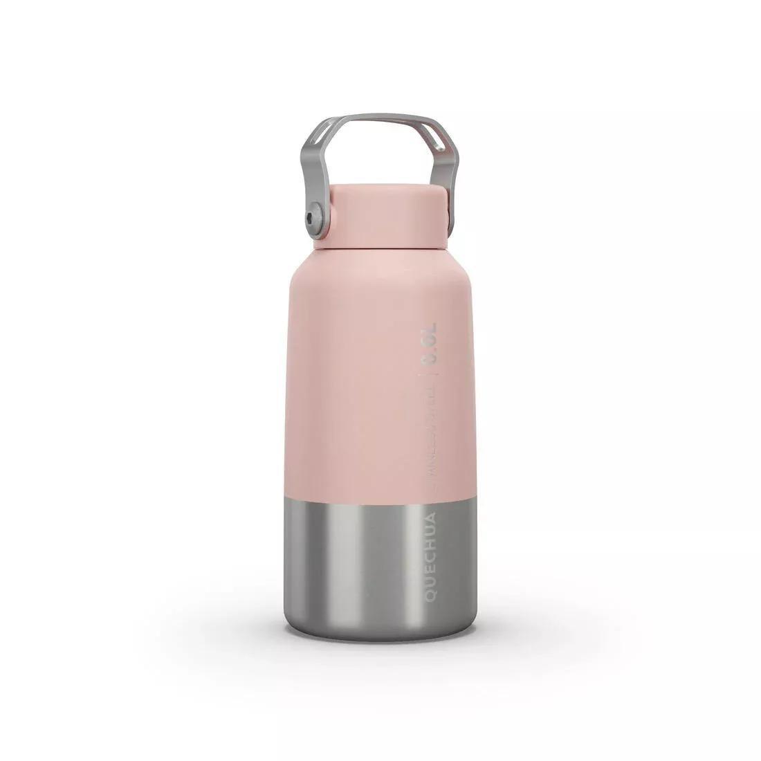 QUECHUA - Stainless Steel Hiking Flask With Screw Cap Mh100 0.6 L, Pink