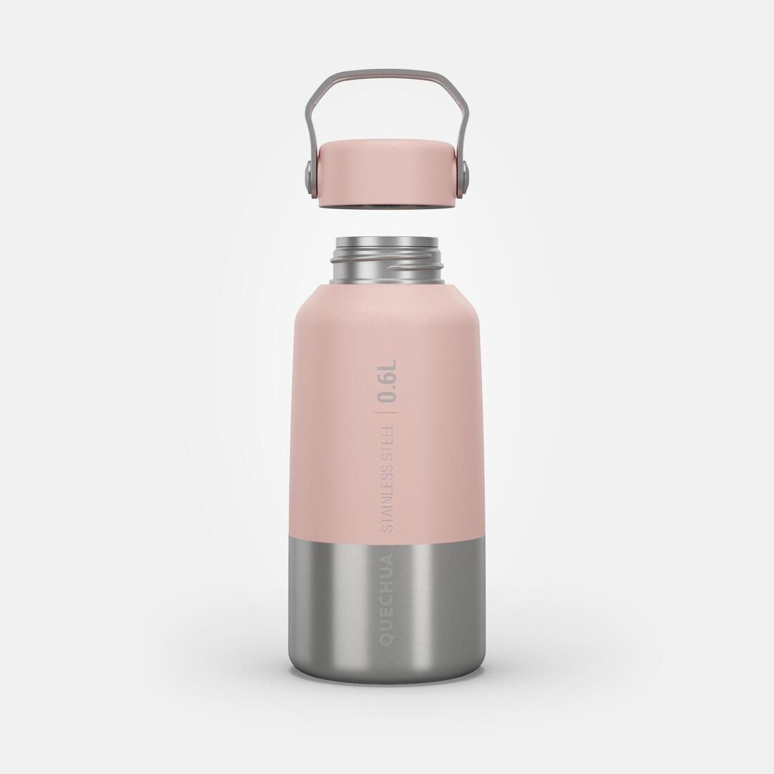 QUECHUA - Stainless Steel Hiking Flask With Screw Cap Mh100 0.6 L, Pink