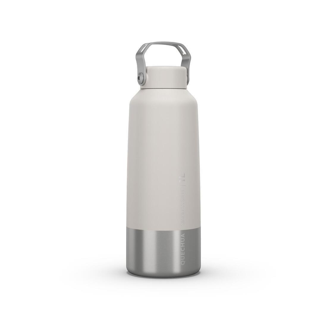 Hiking Stainless Steel Water Bottle With Screw Top Mh100 1L, Blue, No Color, large image number 4