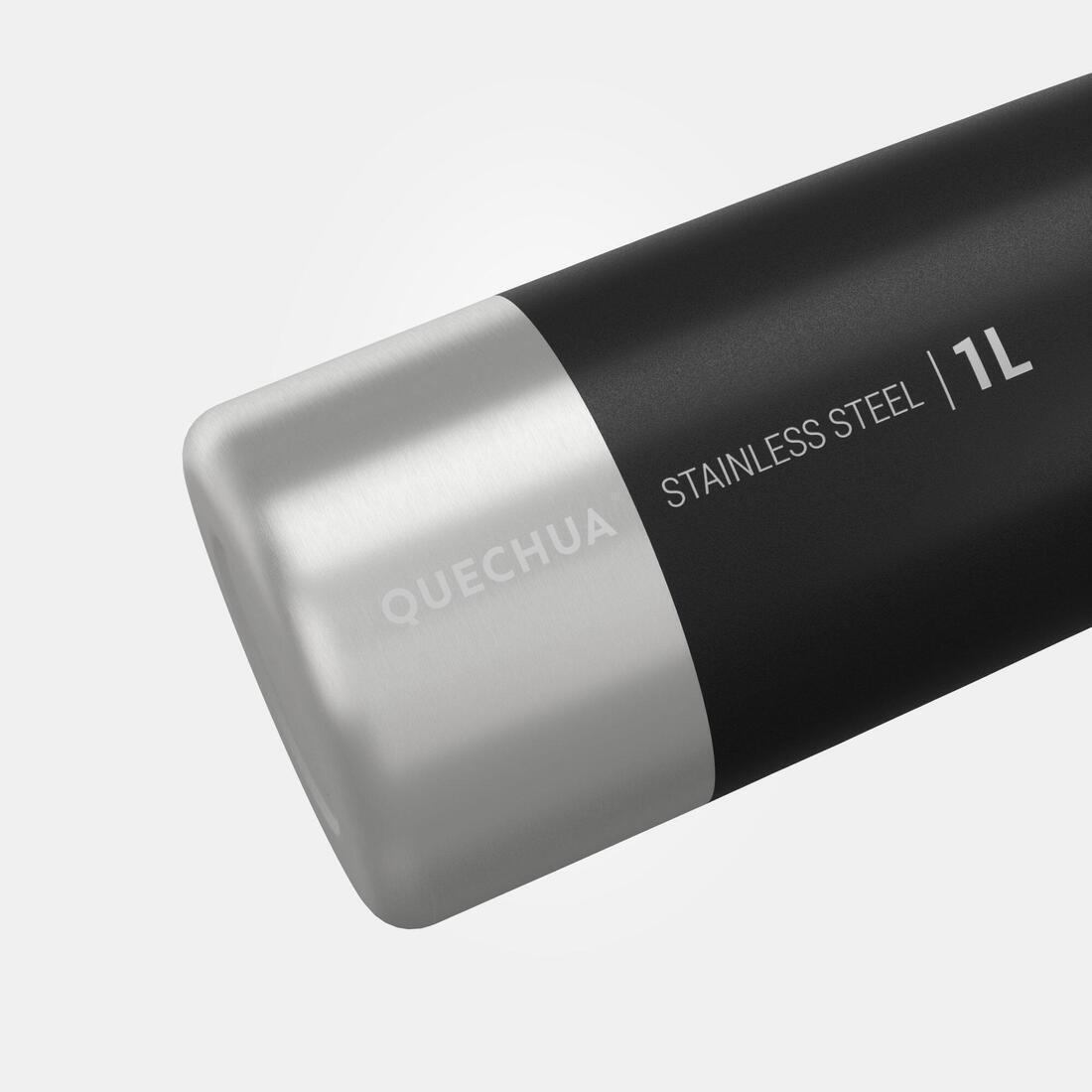 Hiking Stainless Steel Water Bottle with Screw Top MH100 , Carbon Grey, No Color, large image number 2