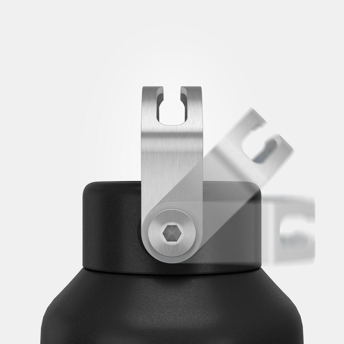 Hiking Stainless Steel Water Bottle with Screw Top MH100 , Carbon Grey, No Color, large image number 4
