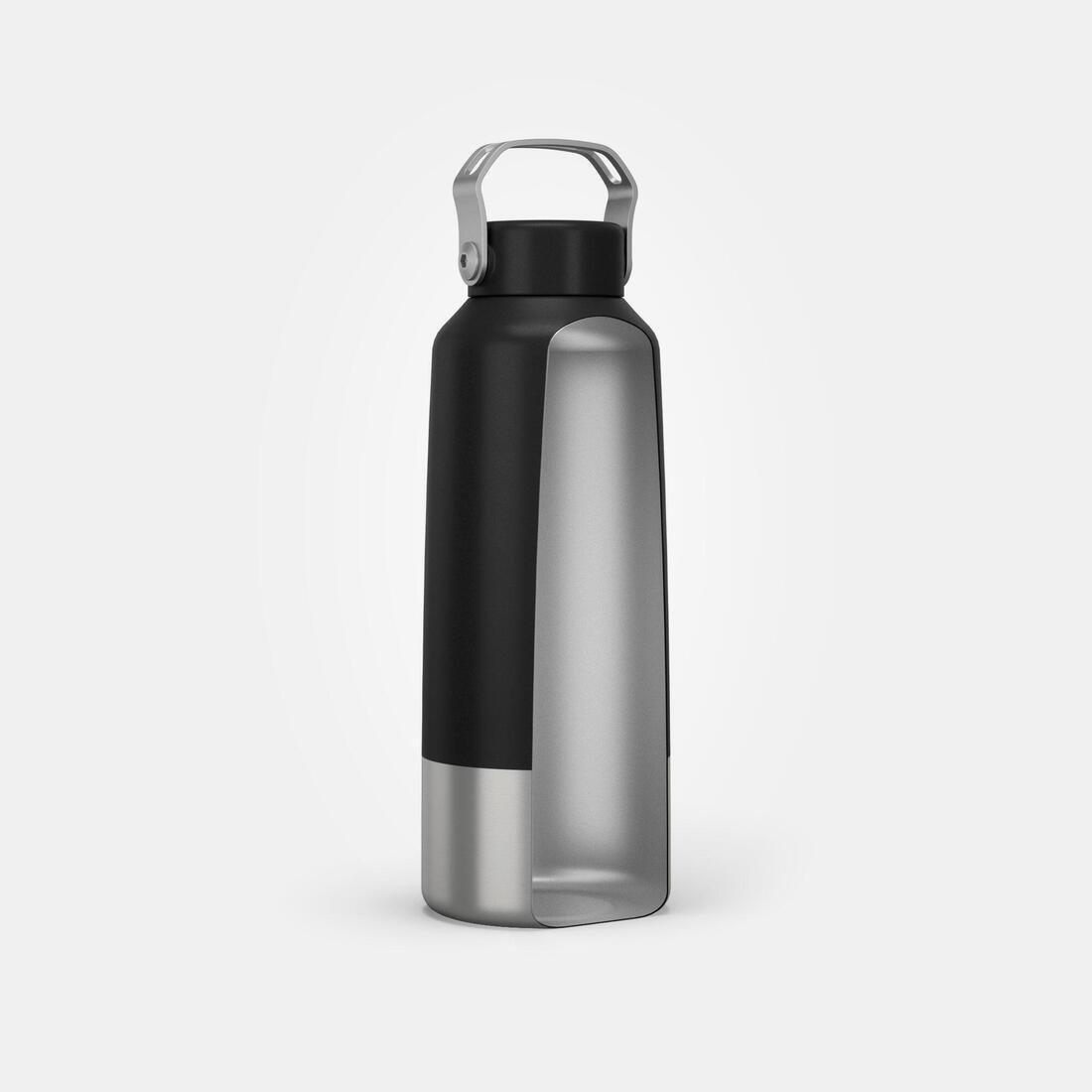 Hiking Stainless Steel Water Bottle with Screw Top MH100 , Carbon Grey, No Color, large image number 8