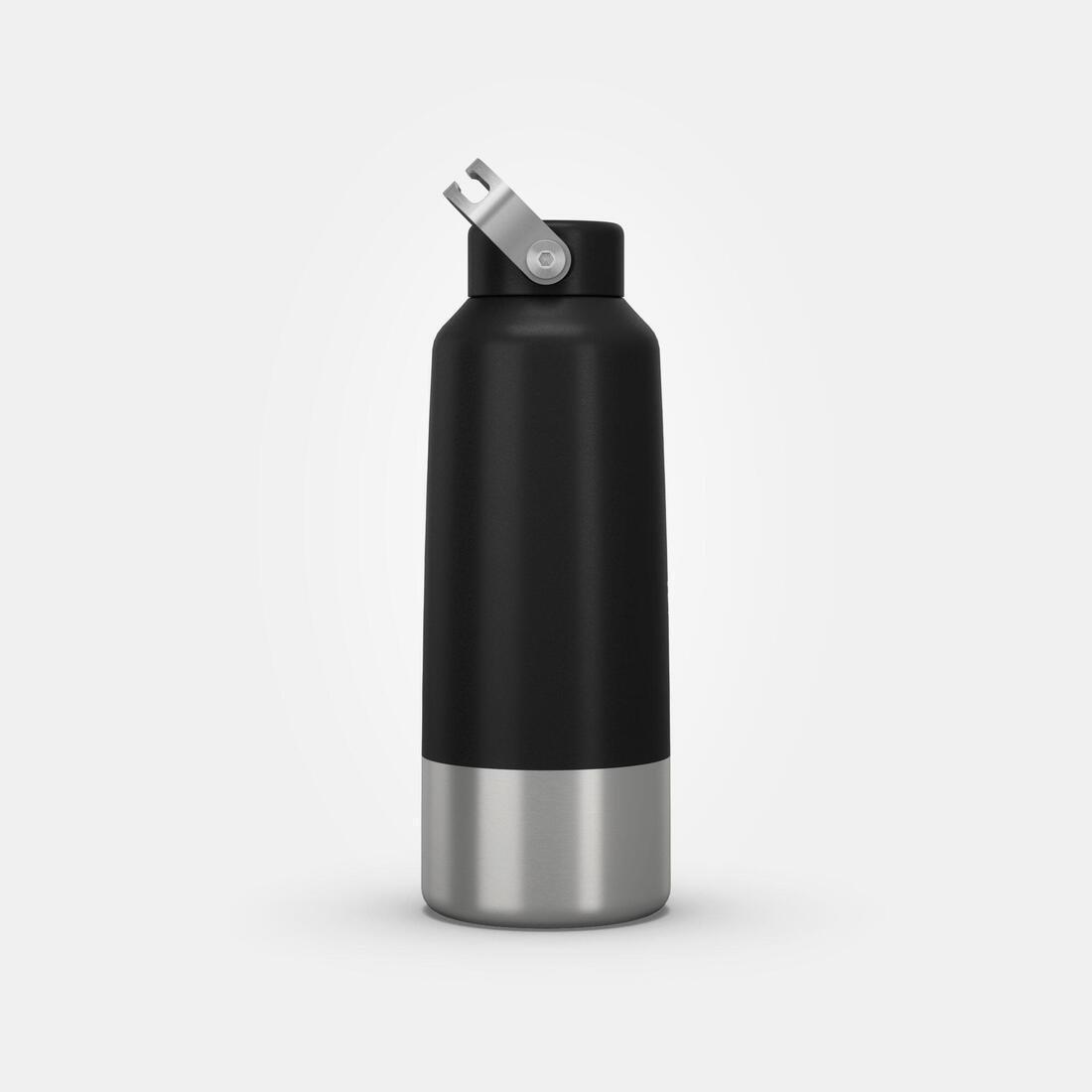 QUECHUA - Hiking Stainless Steel Water Bottle with Screw Top MH100 , Carbon Grey