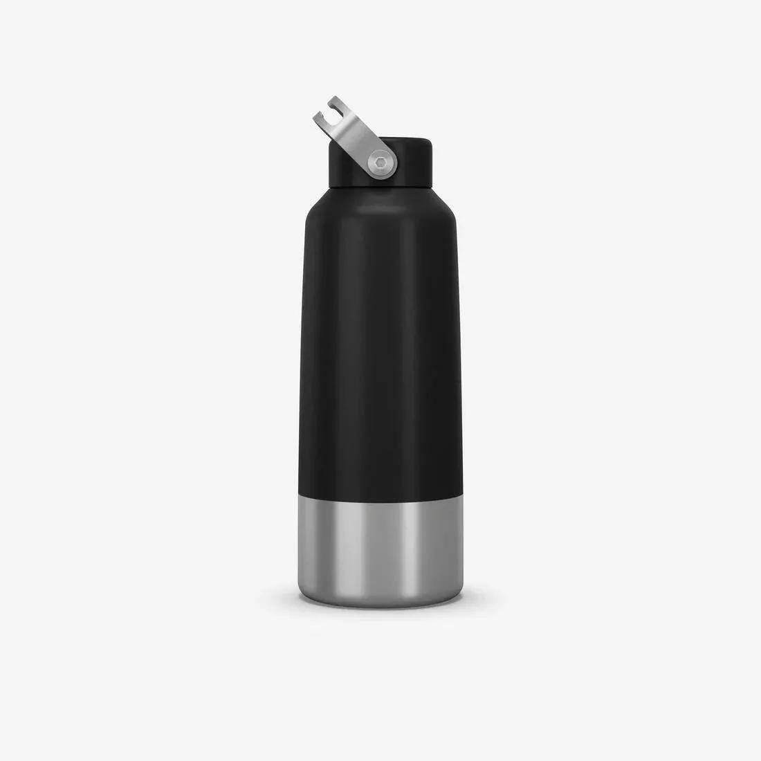 QUECHUA - Hiking Stainless Steel Water Bottle with Screw Top MH100 , Carbon Grey