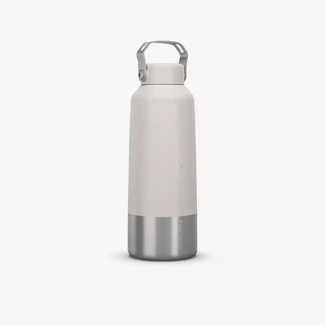 Hiking Stainless Steel Water Bottle With Screw Top - Mh100 1L, White, No Color, large image number 0