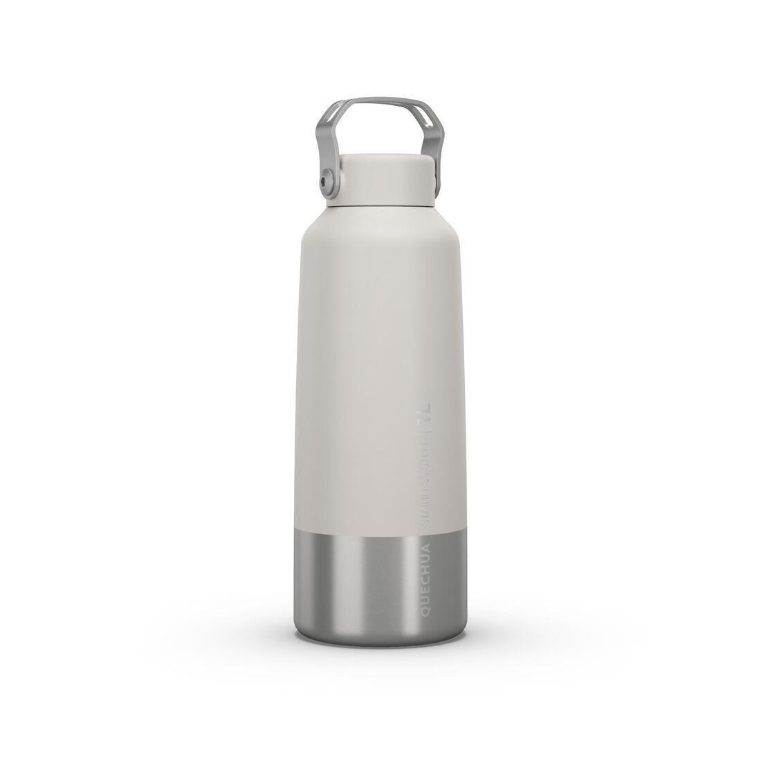 Hiking Stainless Steel Water Bottle With Screw Top - Mh100 1L, White, No Color, large image number 4