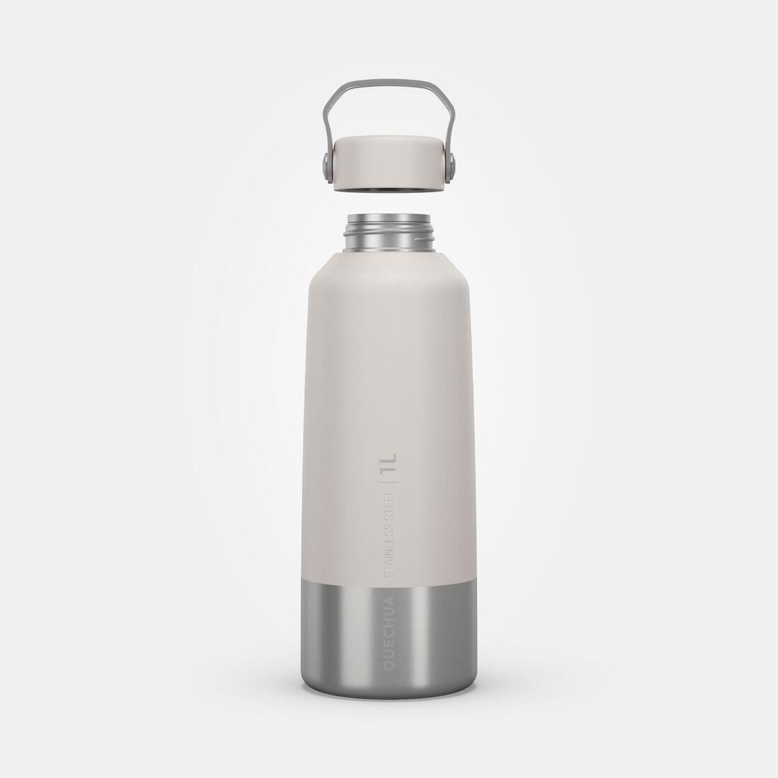 Hiking Stainless Steel Water Bottle With Screw Top - Mh100 1L, White, No Color, large image number 5