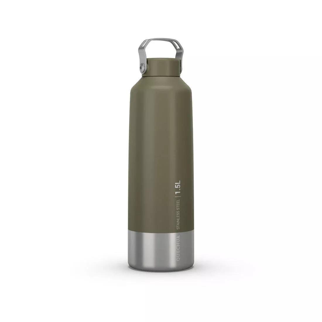 Stainless Steel Hiking Flask With Screw Cap - Mh100 1.5 L, Khaki, No Color, large image number 0