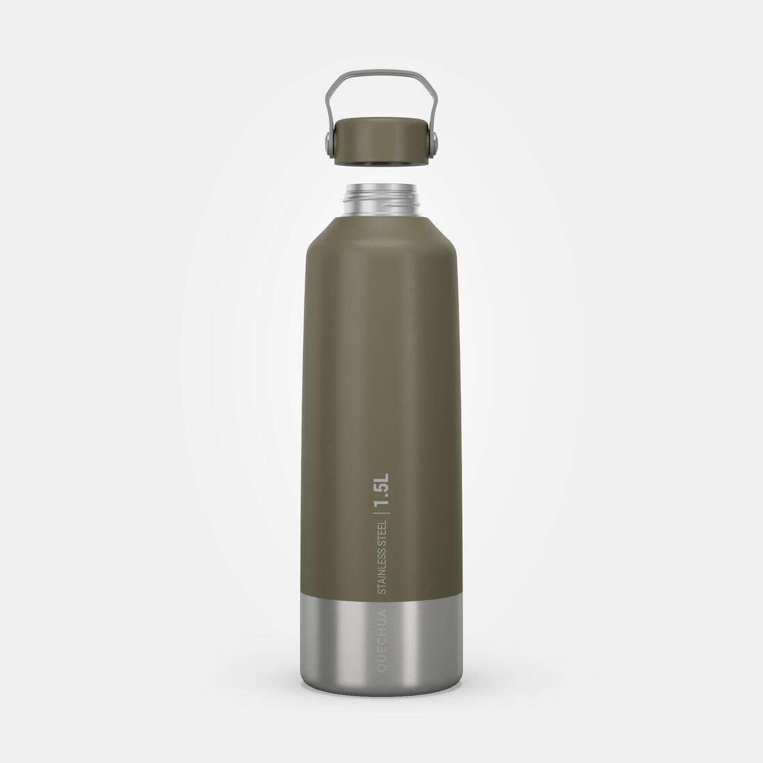 Stainless Steel Hiking Flask With Screw Cap - Mh100 1.5 L, Khaki, No Color, large image number 1