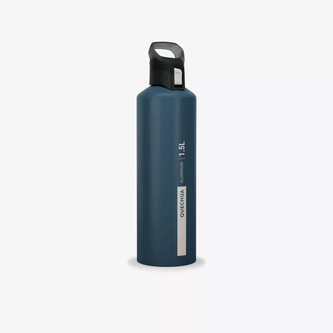 QUECHUA - Hiking Flask Mh500 Quick-Open Cap 1.5 Litre Aluminium, Blue