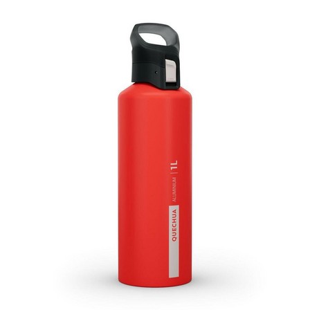 QUECHUA - Hiking Flask Mh500 Quick-Open Cap 1 Litre Aluminium, Red