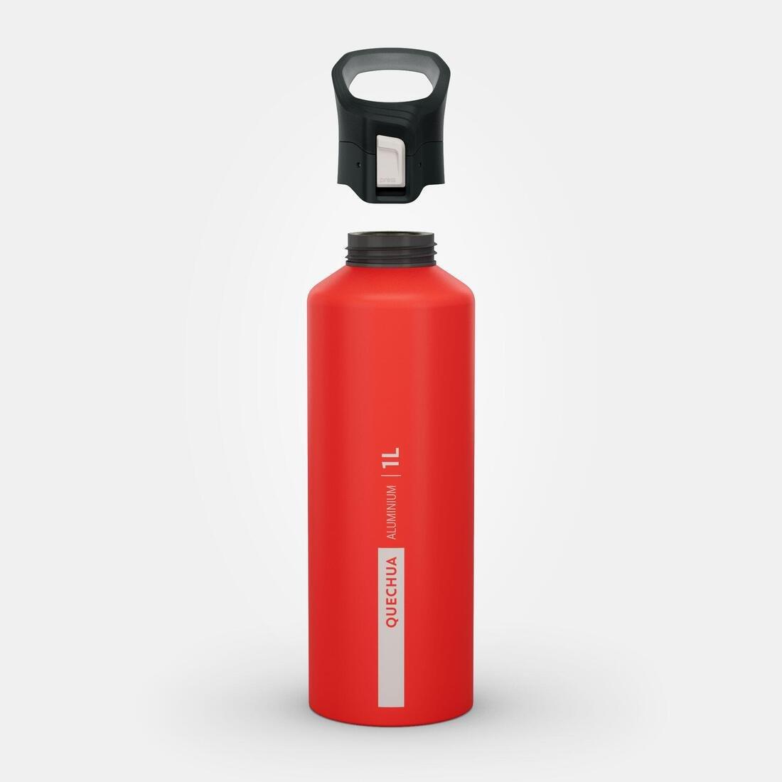 Hiking Flask Mh500 Quick-Open Cap 1 Litre Aluminium, Red, No Color, medium