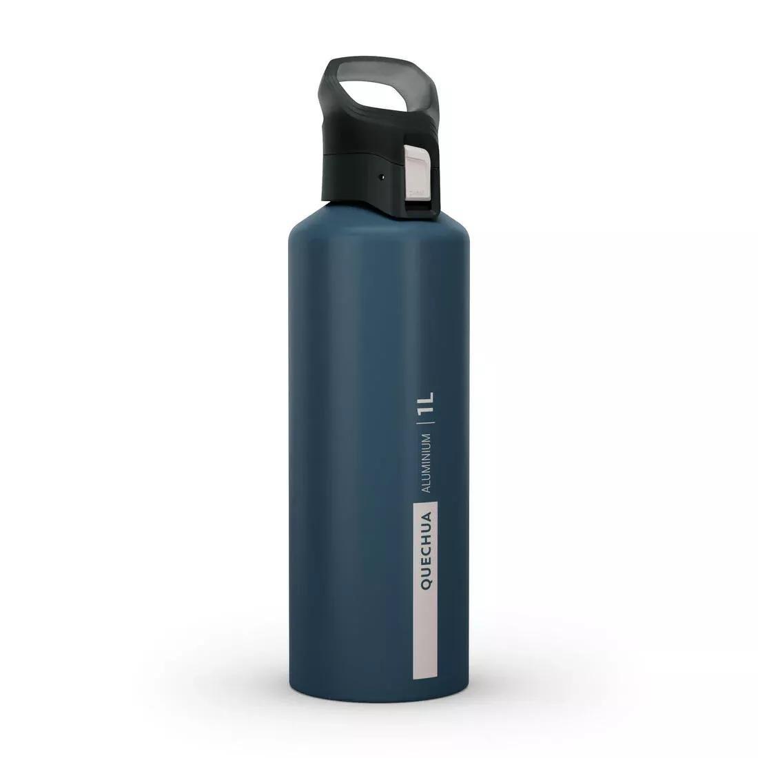 QUECHUA - Hiking Flask Mh500 Quick-Open Cap 1 Litre Aluminium, Red