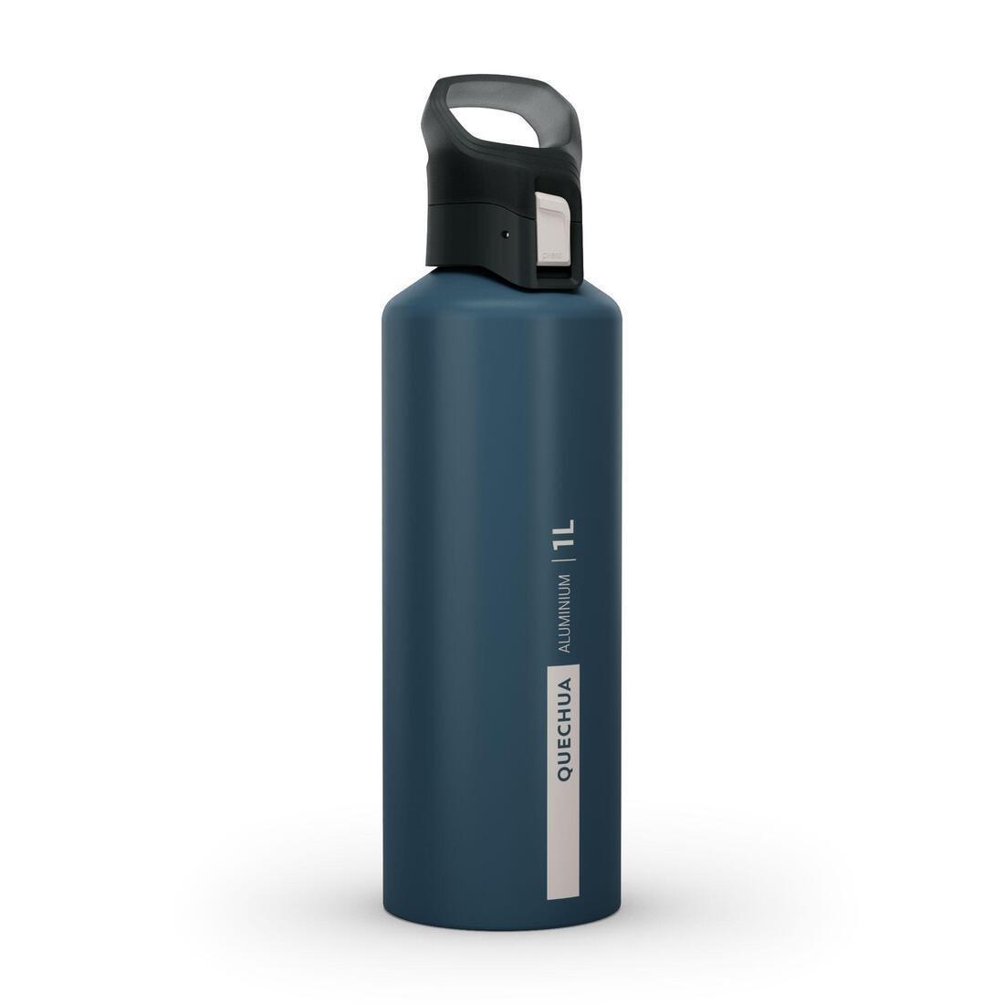 QUECHUA - Hiking Flask Mh500 Quick-Open Cap 1 Litre Aluminium, Blue