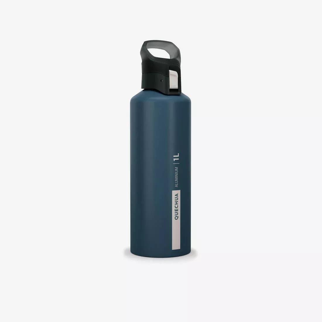 QUECHUA - Hiking Flask Mh500 Quick-Open Cap 1 Litre Aluminium, Blue