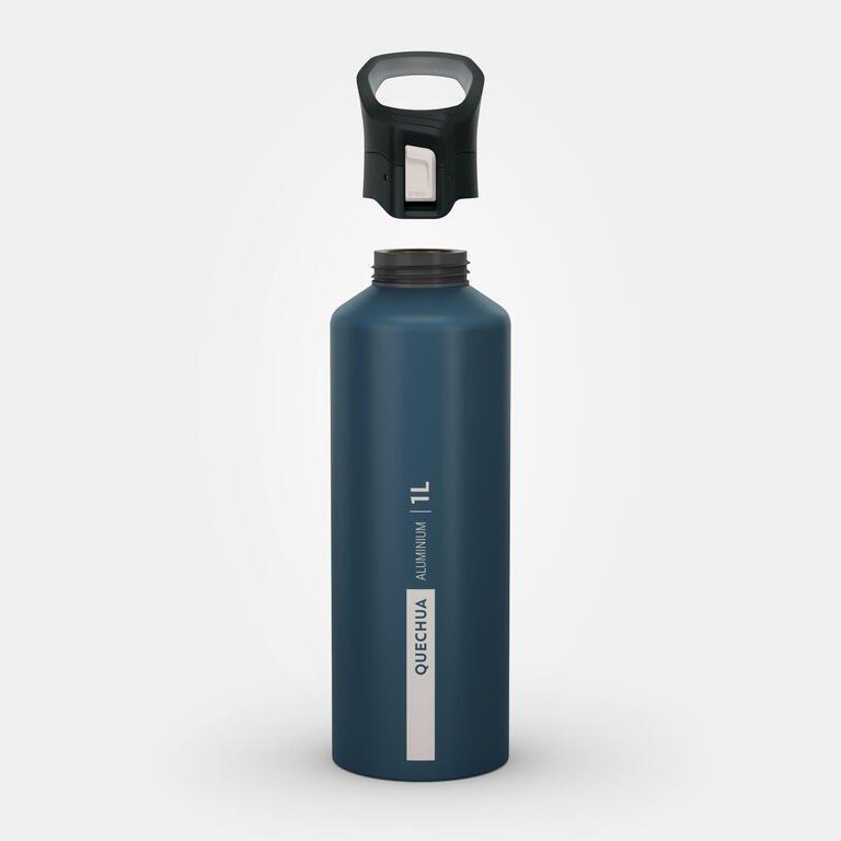 Hiking Flask Mh500 Quick-Open Cap 1 Litre Aluminium, Blue, No Color, medium