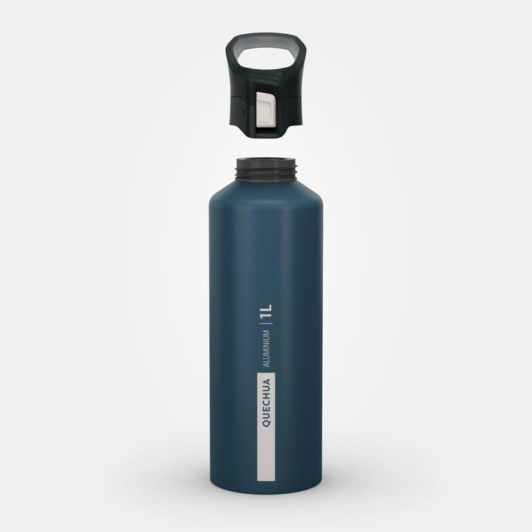 QUECHUA - Hiking Flask Mh500 Quick-Open Cap 1 Litre Aluminium, Blue