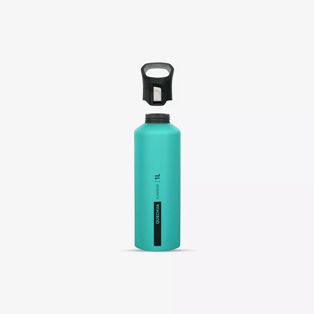 QUECHUA - Hiking Flask Mh500 Quick-Open Cap 1 Litre Aluminium, Blue