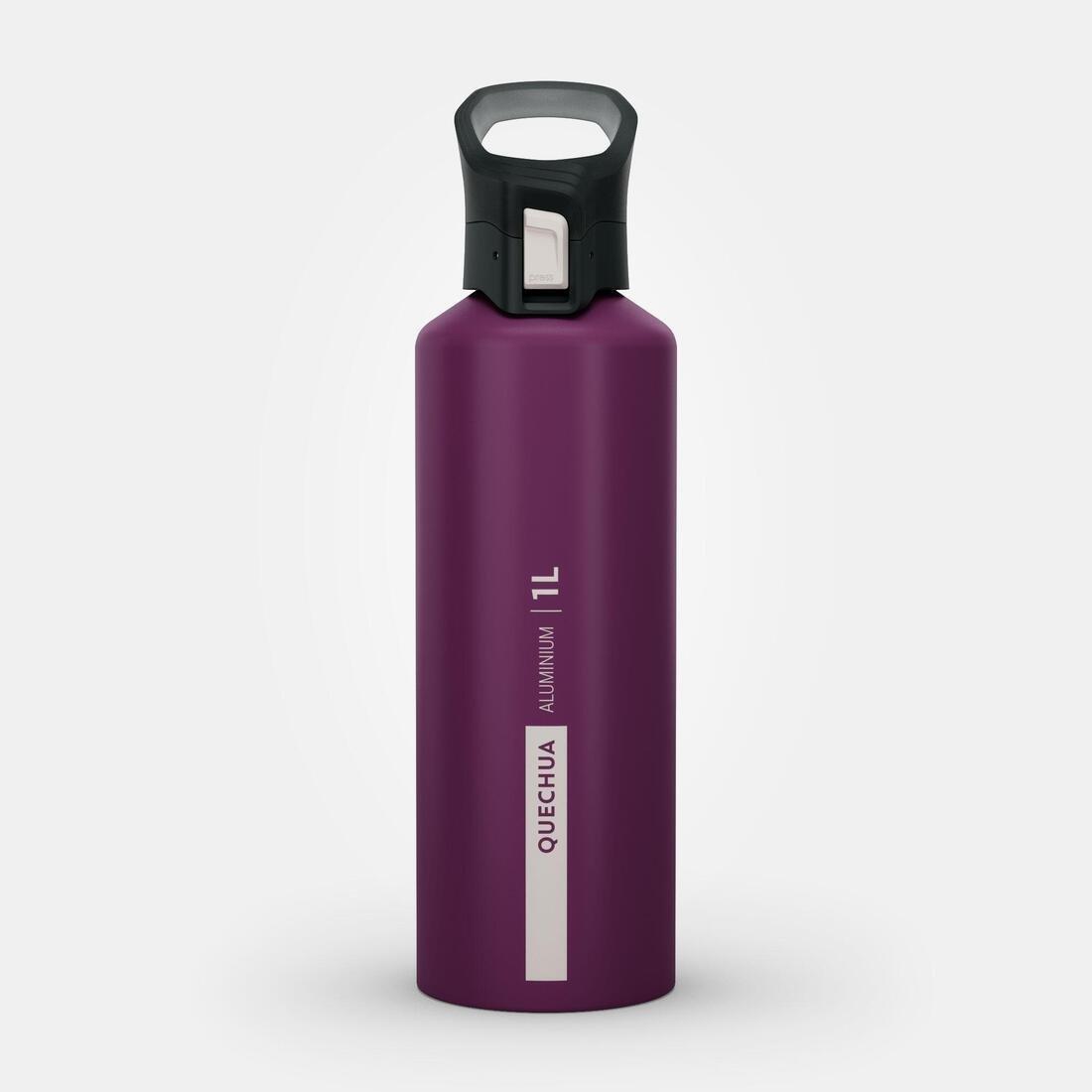 QUECHUA - Hiking Flask Mh500 Quick-Open Cap 1 Litre Aluminium, Purple