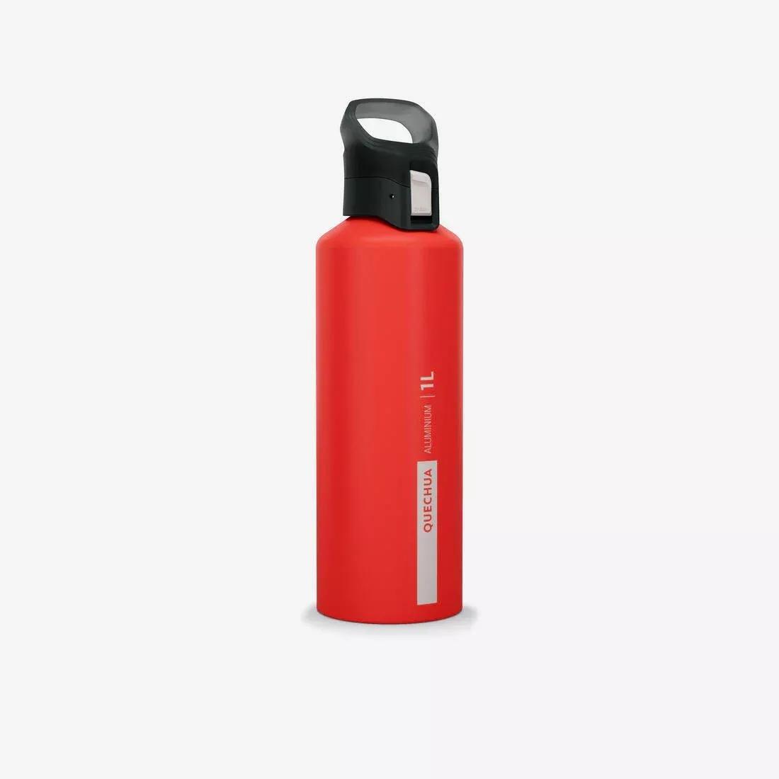 Quick-Open Cap 1 Litre Aluminium Hiking Flask - Mh500, Purple, No Color, large image number 5