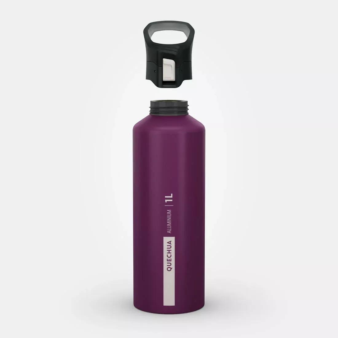 Quick-Open Cap 1 Litre Aluminium Hiking Flask - Mh500, Purple, No Color, large image number 9