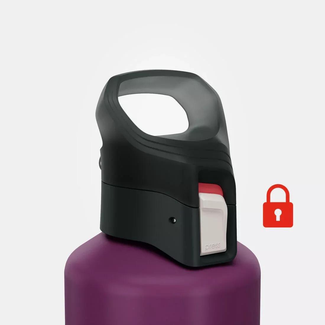 Quick-Open Cap 1 Litre Aluminium Hiking Flask - Mh500, Purple, No Color, large image number 11